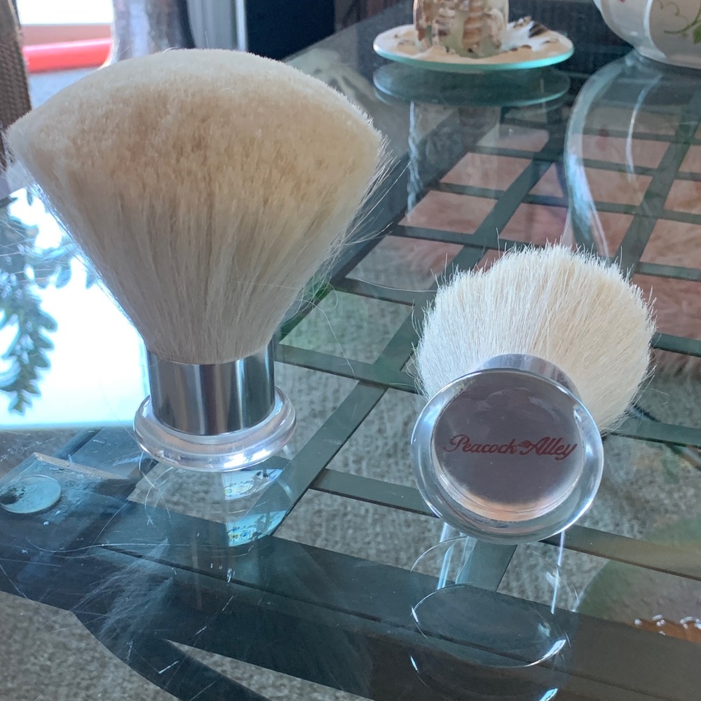 2 Vintage Body / Shaving Boar Bristle Brushes from luxury Peacock Alley Line
